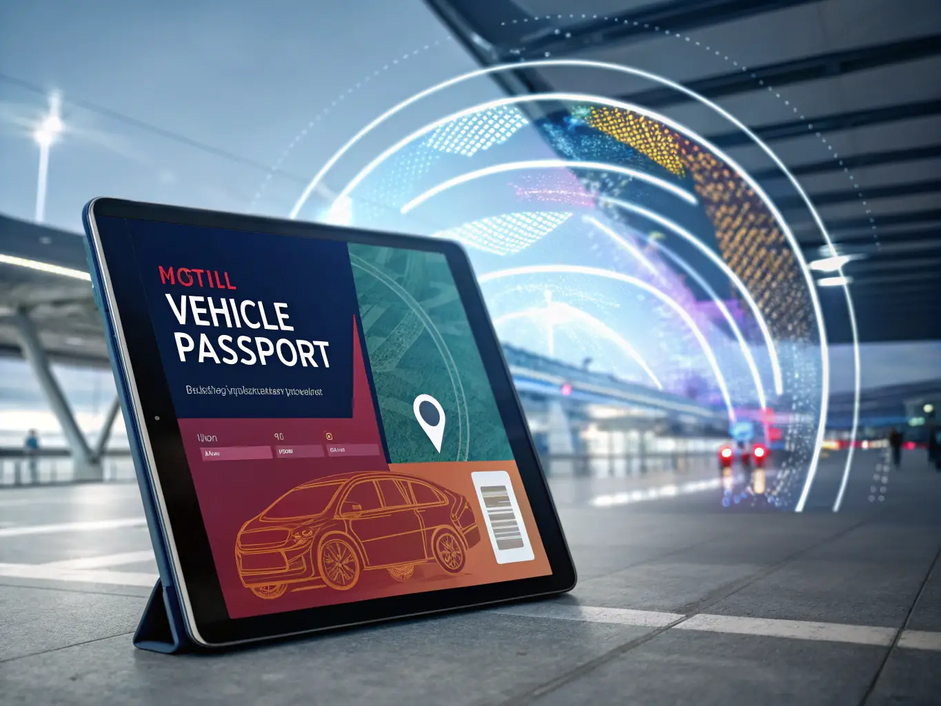 A digital illustration showing a quotation form being filled out on a tablet, with various scooter parts icons surrounding it.